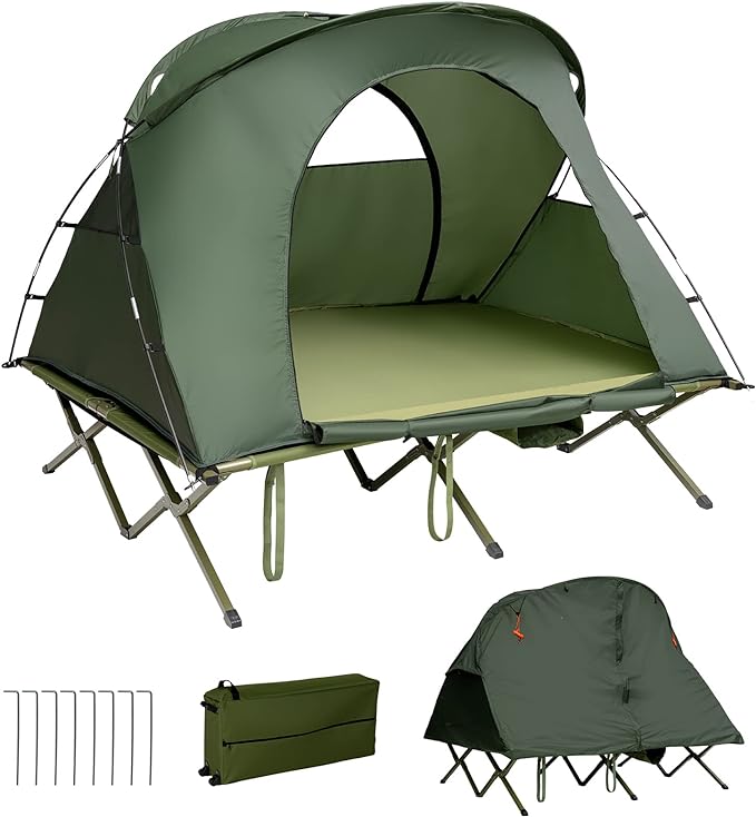 2 Person Tent Cot 4 in 1 Folding Tent with Waterproof Rainfly Self I xinqiu tent