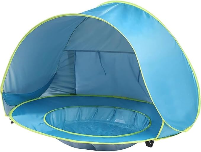 Baby Beach Tent, Pop Up Portable Sun Shelter for Infant & Toddler, Waterproof & 50+ UPF UV Protection, Outdoor Playground Cover, Kids Beach Shade Tent (Blue), small and medium