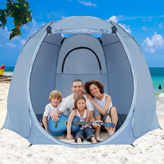 Pop Up Beach Tent Sun Shelter UPF50+ Protection for 2-4 Person, LEEDOR Outdoor Screen House Waterproof Portable Easy Setup Canopy Gazebo for Outdoor Adventures, Camping, and Picnics with Carrying Bag