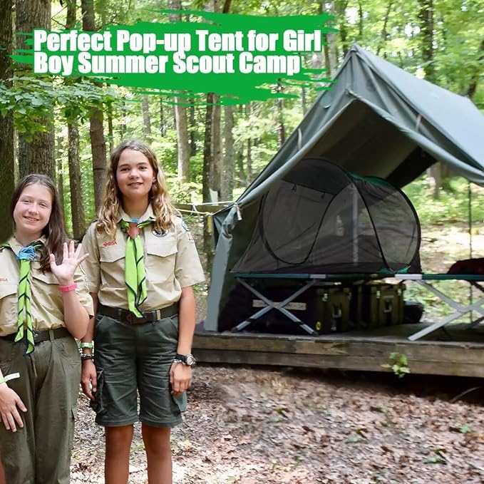 1 Person Pop Up Tent, Waterproof & Easy Setup Camping Mosquito Net with Carry Bag, Instant Portable Screen Tent for Girl Boy Summer Scout Camp Adult Camping